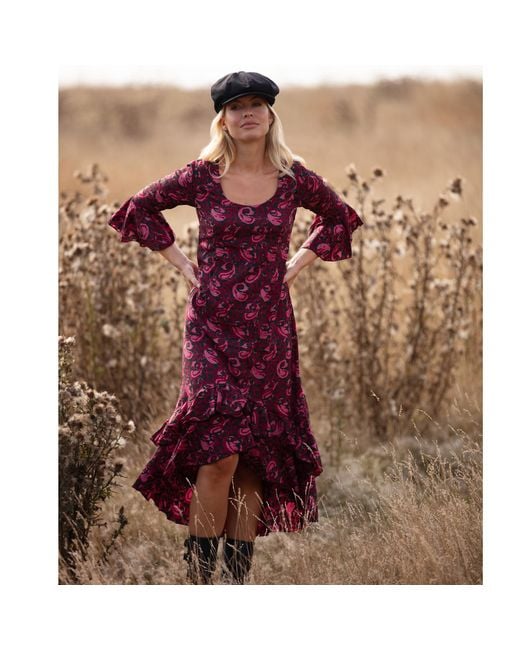 At Last Purple Victoria Midi Dress Damson Swirl
