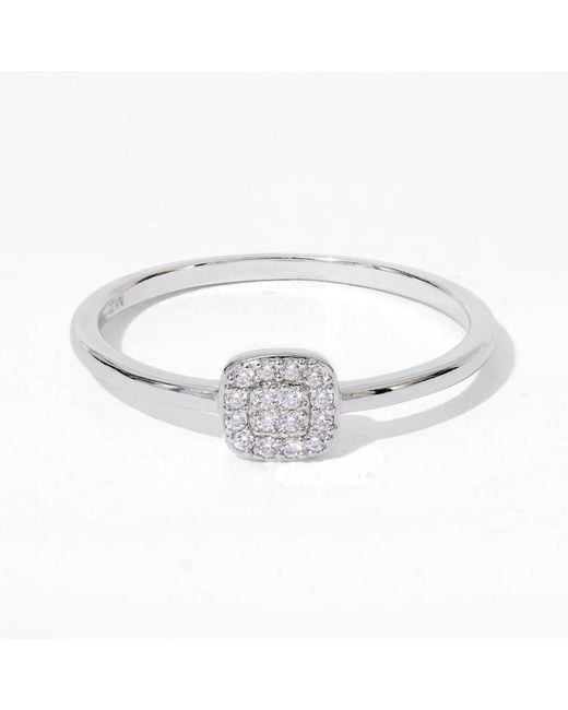 Diamonbliss Metallic Square Shapre Pave Dainty Band Ring, Platinum