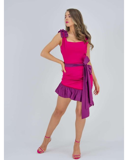Tia Dorraine Ruffles Please Pink Asymmetric Mini Skirt