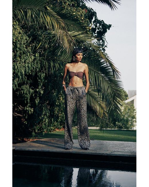 No'design Multicolor High-Waisted Leopard Satin Pants