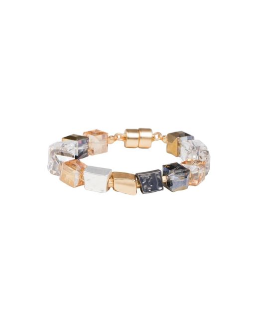Saachi Metallic Faceted Bead & Stone Bracelet