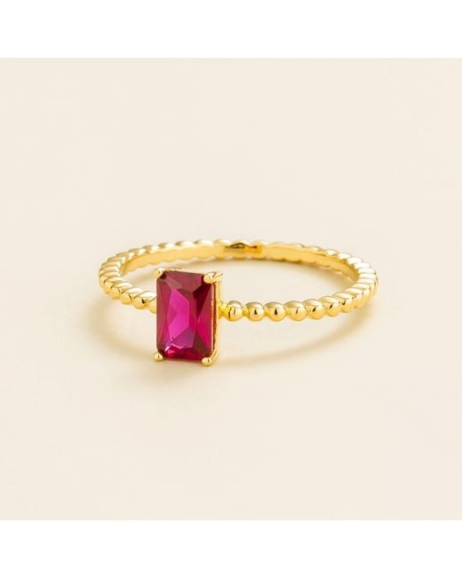 Juvetti Multicolor Buchon Ring Set With Ruby