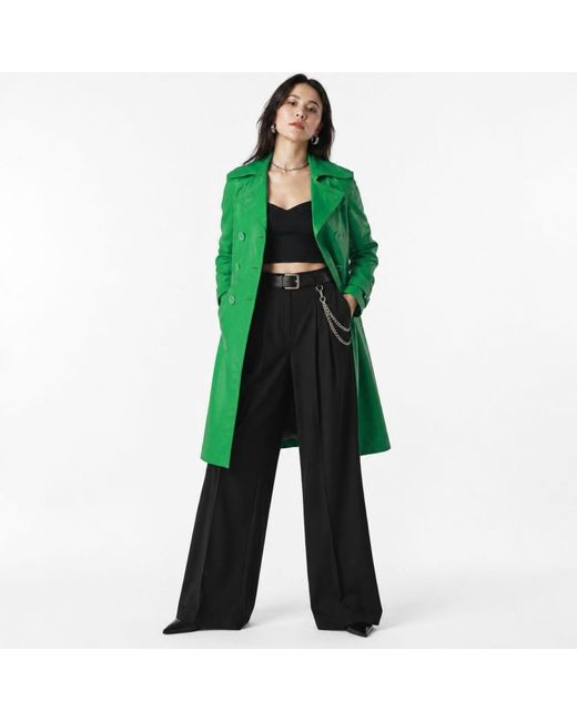 Zasta Studio Green Ghost Leather Trench Coat