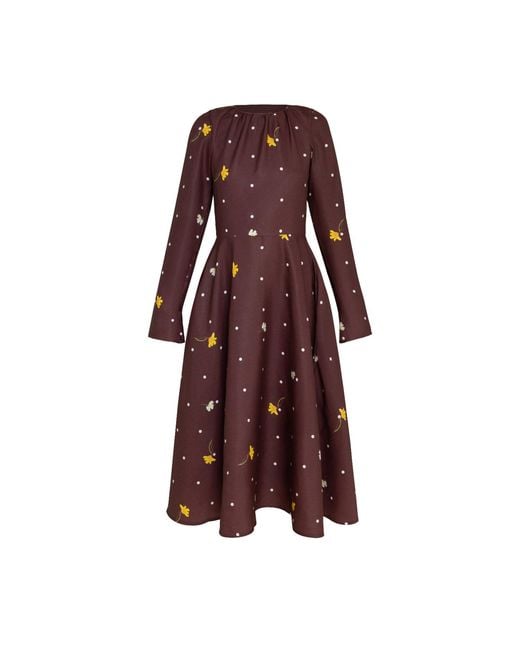 RainSisters Red Fit & Flare Long Sleeve Midi Dress: Vintage Flare