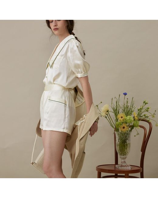 NOT JUST PAJAMA White French Style Short Set