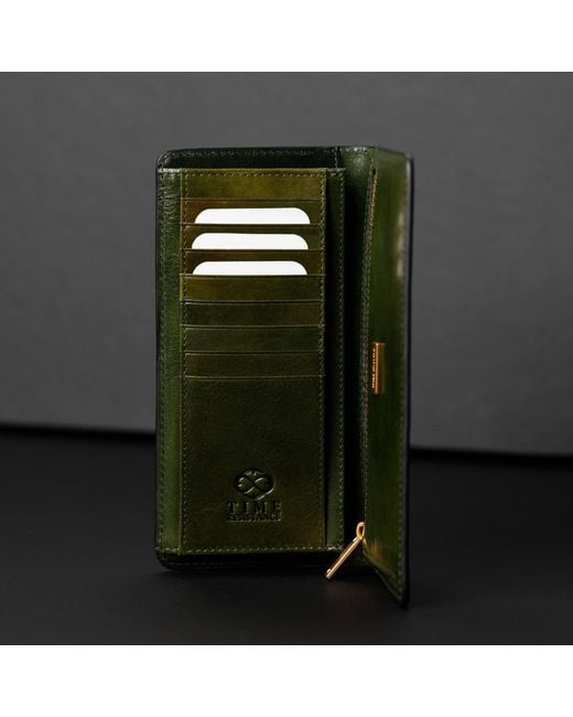 Time Resistance Green Leather Coat Wallet for men