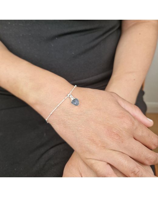 Harfi White Raw Sapphire September Birthstone Sterling Bracelet