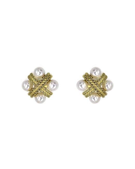 VicStoneNYC Fine Jewelry Metallic Antique Pearl Stud Earrings