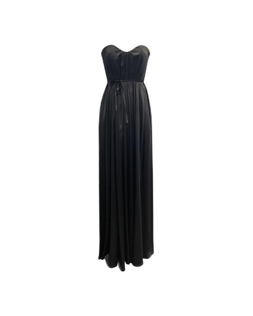Imaatu Black Quiet Pure Silk Gala Evening Gown Pockets Sculpting Internal Corset Carpet Maxi Dress