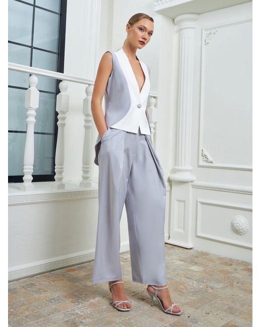 Lumina Eligma Blue The Gathered Suit Pants Ensemble