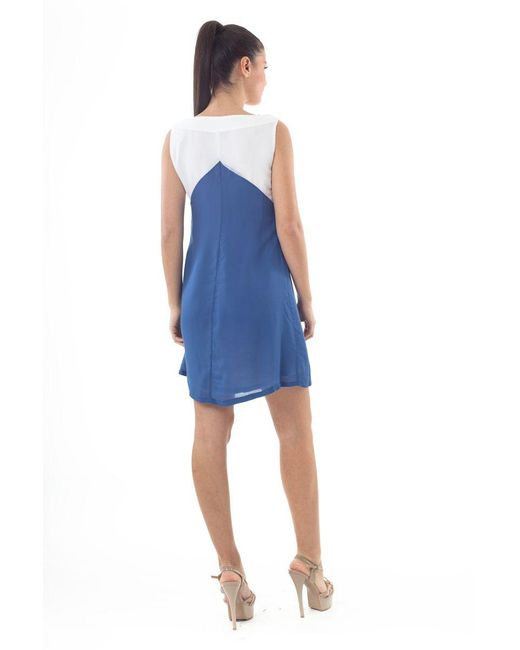 Conquista Blue A-Line Panelled Mini Dress