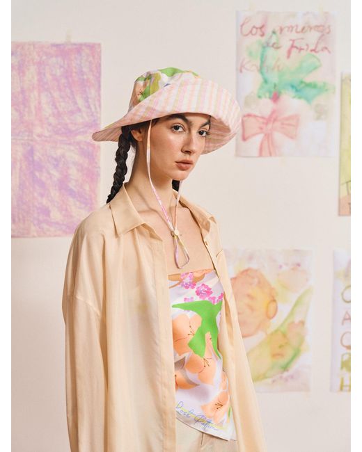 Lost Pattern Pink Frida X Lost Pattern Frida's Garden Cotton Reversible Sun Hat