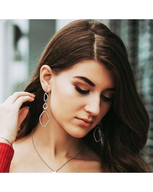 KAMARIA Metallic Organic Triple Shape Dangle Earrings