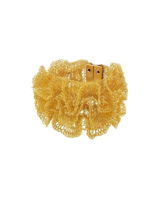 Lavish by Tricia Milaneze Yellow All Rio Handmade Ruffled Crochet Bracelet