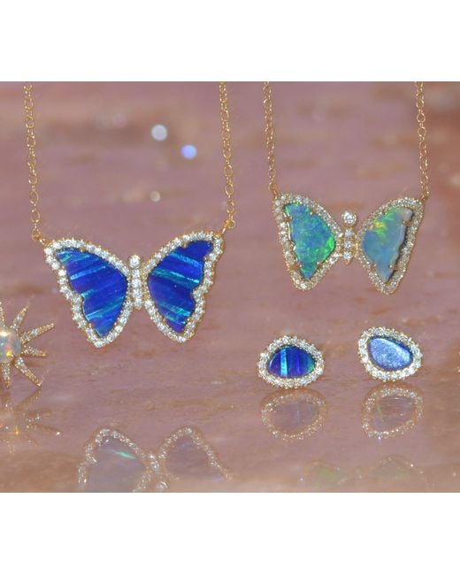 KAMARIA Metallic Opal Butterfly Necklace With Stripes