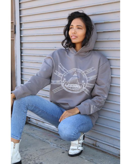 Miracles Manifester Purple God First Affirmation Hoodie With Rhinestone Design
