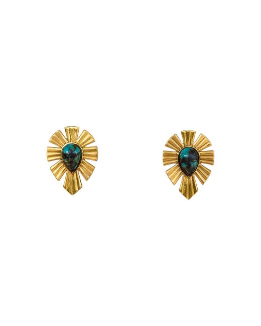 Christina Greene Metallic Bold Stud Earrings Turqouise