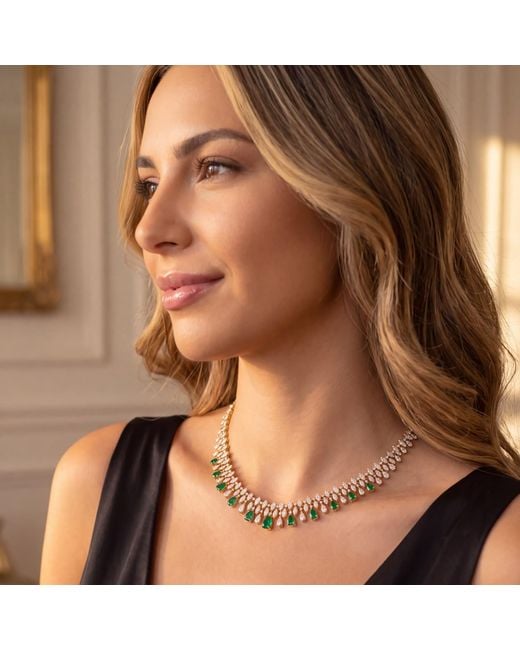 Latelita London Metallic Duchess Emerald Statement Necklace