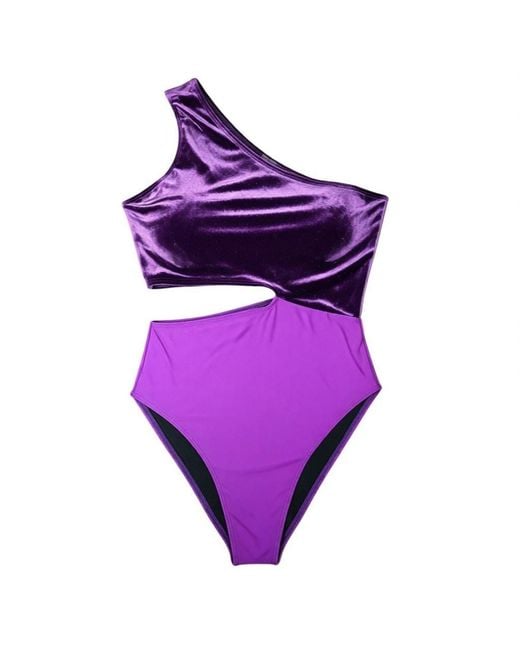 Brasini Swimwear Purple Baiana Cut Out One Piece Swimsuit