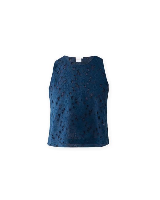 REISTOR Blue The Embroidered Button Back Top
