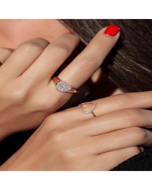 Ecce | Artisan Diamonds Metallic Solid 14Ct Hollow Heart Diamond Ring
