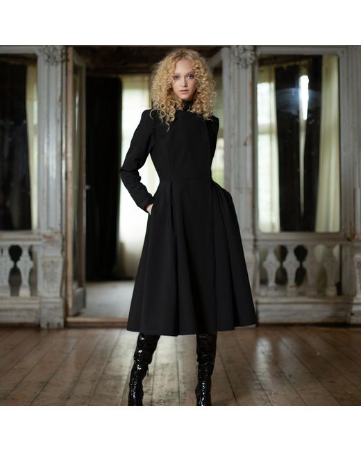 RainSisters Black Double Breasted Coat With Belt