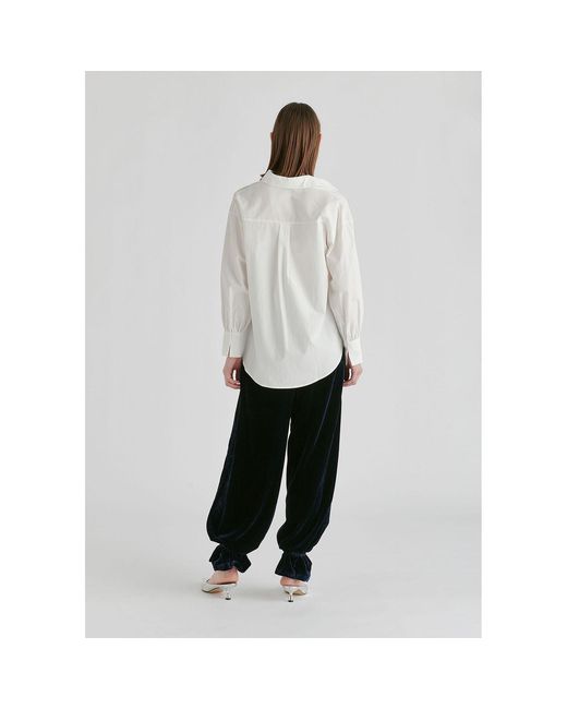 Paisie White Two-Piece Pleated Waist Shirt Set With Lace Cami Underlay