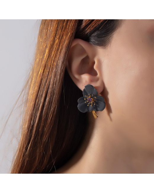 Milou Jewelry Gray Three-Leafed Clover Earrings