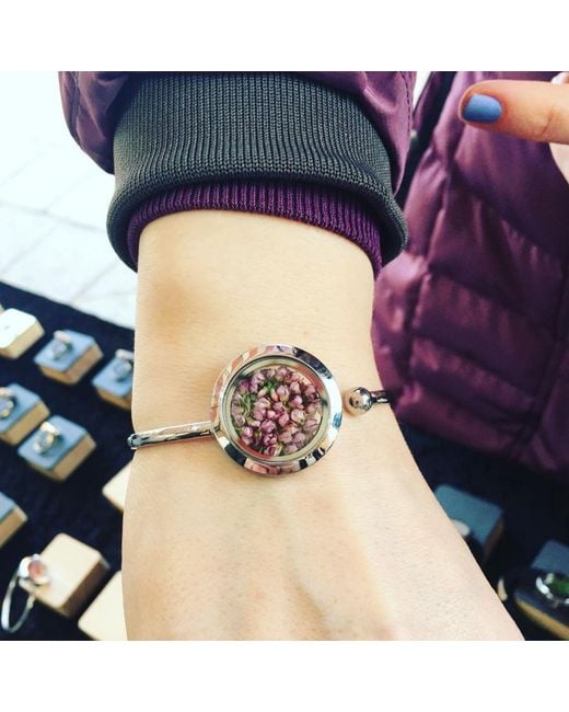 My Little Nature Multicolor Bohemian Cuff Bracelet With Natural Scottish Heather Flowers – Floral Jewelry Collection