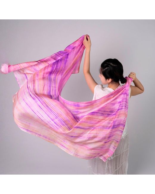 Silk and Bears Purple Rose Orchid Brushstroke Habotai Silk Scarf – Hand-Dyed Mulberry Silk