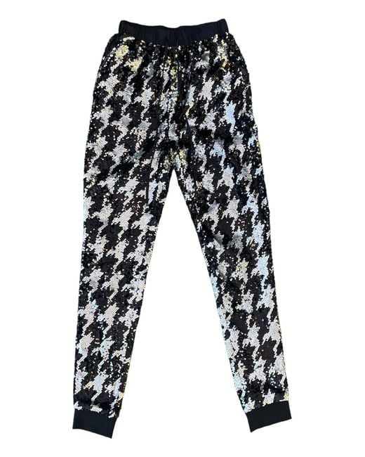Any Old Iron Black Dogstooth Reversible Sequin Joggers for men