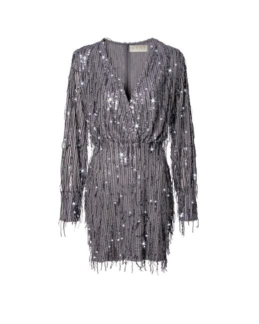 AGGI by HALEWSKI Gray Soraya Meteor Shower Sequin Mini Dress