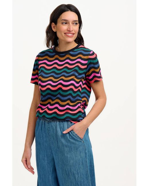 Sugarhill Black Maggie T-Shirt Multi, Wavy Chevron