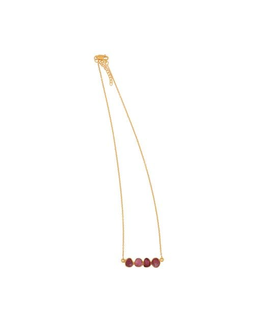 Opium Jewels Metallic Kundan Tourmaline Chain Necklace