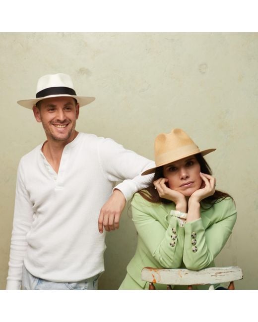 Dasmarca Hats Natural Dasmarca Riley Genuine Panama Straw Trilby Hat For - Sand