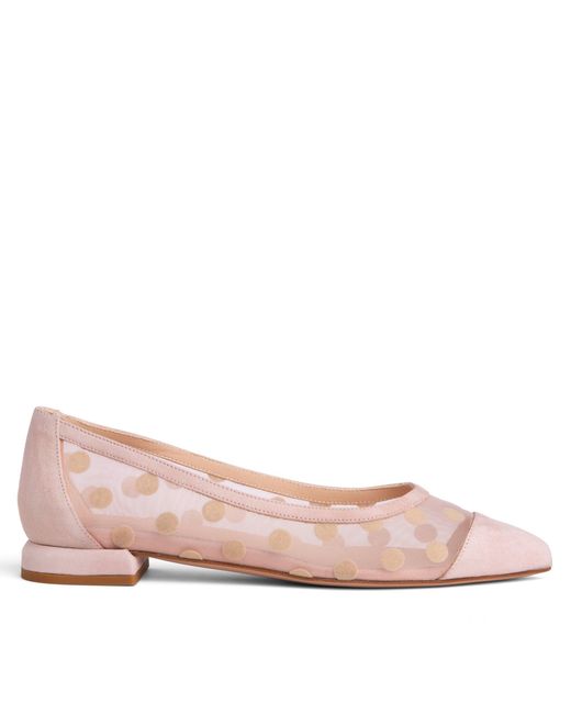 Beautiisoles by Robyn Shreiber Made in Italy Pink Blake Baby Polka Dots Flat Comfortable Mesh For Dressy Work & Elegant Evening Wedding Ballerina