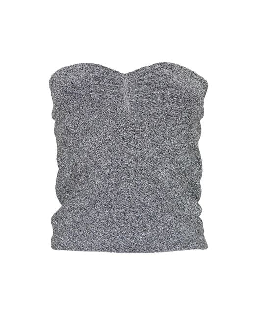 Lalipop Design Gray Strapless Fitted Silvery Knitted Top