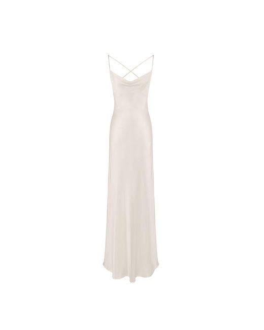 Sanctumum White Neutrals Citadel Slip Midi Dress With Ruffle Hem
