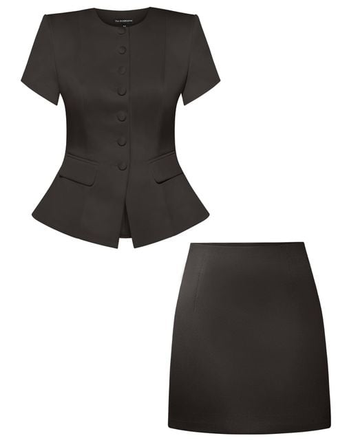 Tia Dorraine Black Romantic Glow Short Sleeves Blazer & Mini Skirt Set