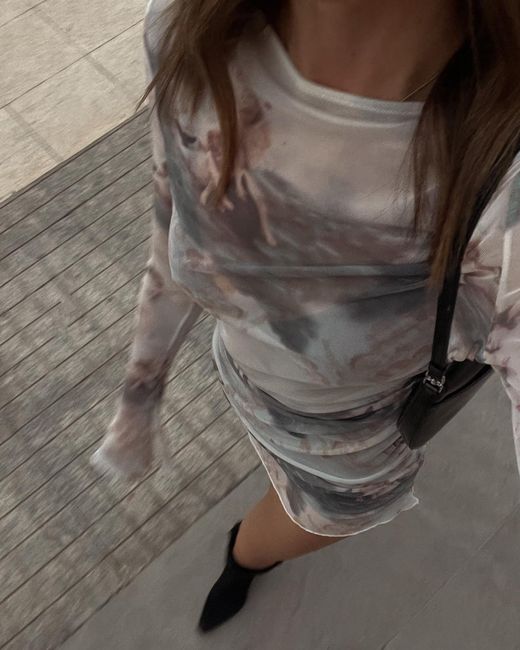 Alia Studio Gray Mystère Mini Mesh Dress