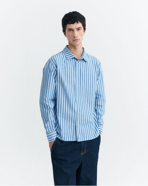 Thinking Mu Blue Jimbo Striped Shirt for men