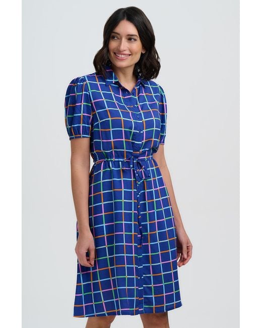 Sugarhill Blue Salma Mini Shirt Dress, Matchstick Check