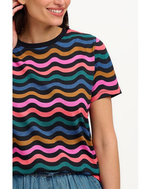Sugarhill Black Maggie T-Shirt Multi, Wavy Chevron