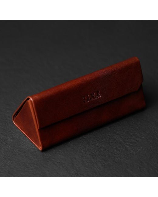 Time Resistance Brown Foldable Leather Glasses Case for men