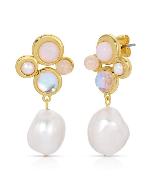 Leeada Jewelry Metallic Marseille Pearl Drop Earrings