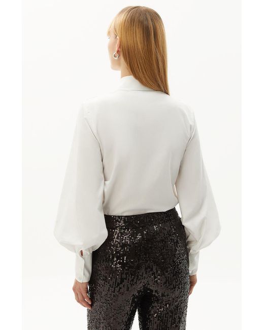 Exquise White Neutrals Bernard Embroidered Cotton Shirt