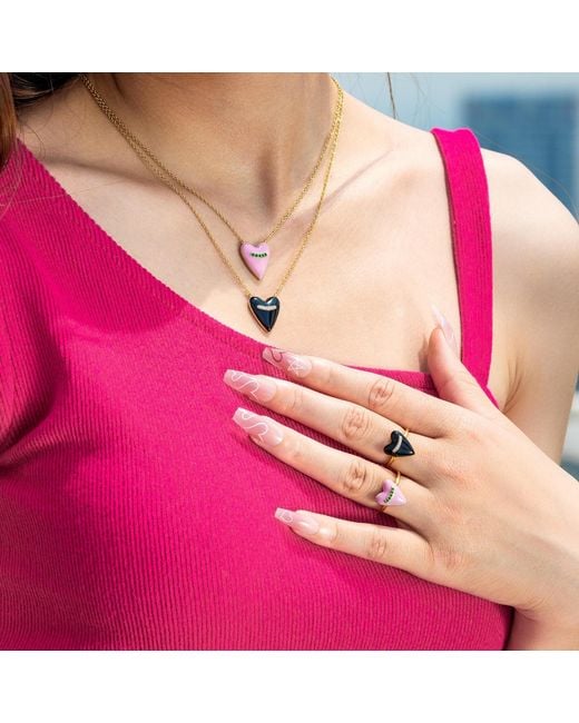 Diamonbliss Metallic Puffy Heart Ring, Enamel