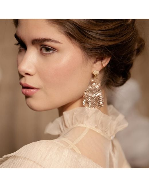 Babaloo Metallic Neutrals Suspended Pearl Earrings