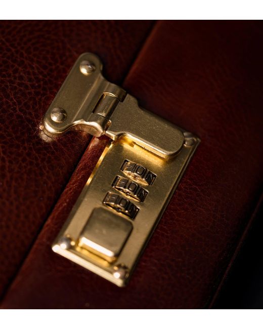 Time Resistance Red Leather Attaché Case Briefcase