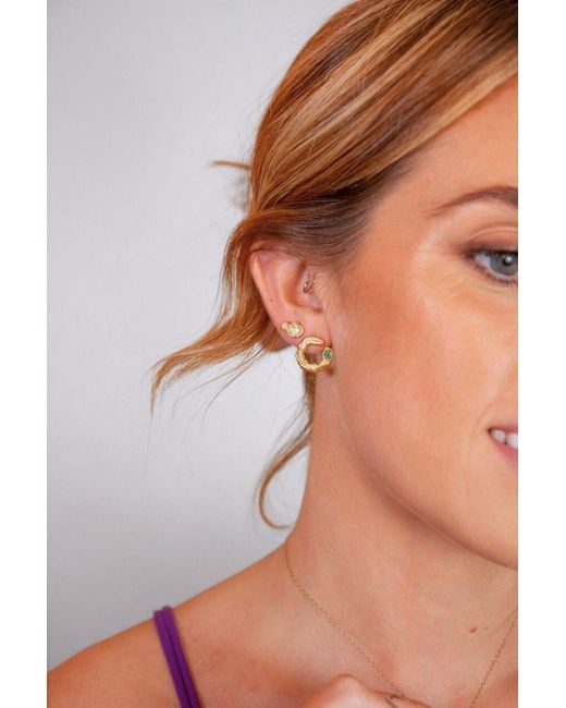 Claire Hill Designs Metallic Emerald Asymmetric Branch Earrings